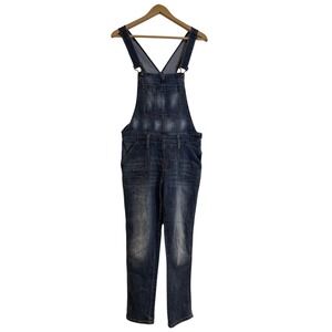 Gap Crop Slouchy Industrial Overalls Size SMALL Denim Dark Blue Jean Faded Y2K